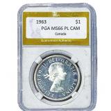 1963 Canada Silver Dollar PGA MS66 PL CAMEO