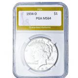 1934-D Silver Peace Dollar PGA MS64