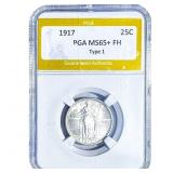 1917 Standing Liberty Quarter PGA MS65+ FH Type 1