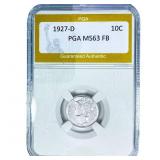 1927-D Mercury Silver Dime PGA MS63 FB