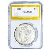 1921 Morgan Silver Dollar PGA MS65