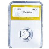 1861 Seated Liberty Half Dime PGA MS64