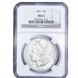 1887 Morgan Silver Dollar NGC MS62