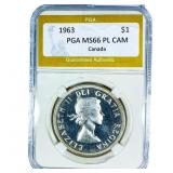1963 Canada Silver Dollar PGA MS66 PL CAMEO