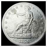 1874-S Silver Trade Dollar NEARLY UNCIRCULATED