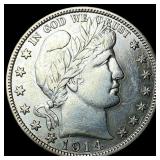 1914-S Silver Barber Half Dollar NEARLY  UNCIRCUL