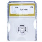 1860 Silver Three Cent PGA MS62