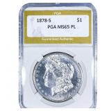 1878-S Morgan Silver Dollar PGA MS65 PL