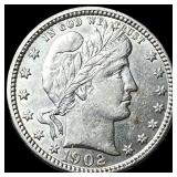1902-O Barber Silver Quarter CLOSELY  UNCIRCULATE