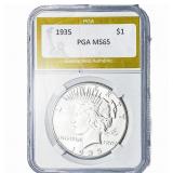 1935 Silver Peace Dollar PGA MS65