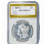 1897-S Morgan Silver Dollar PGA MS64 PL