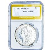 1878 Rev 79 Morgan Silver Dollar PGA MS64