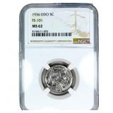1936 DDO Buffalo Nickel NGC MS62