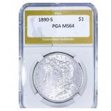 1890-S Morgan Silver Dollar PGA MS64