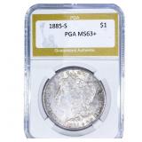 1885-S Morgan Silver Dollar PGA MS63+