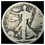 1916-D Silver Walking Liberty Half Dollar NICELY C