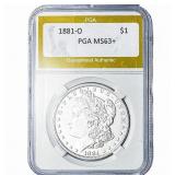 1881-O Morgan Silver Dollar PGA MS63+
