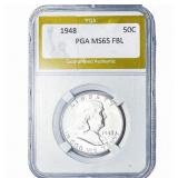 1948 Franklin Half Dollar PGA MS65 FBL