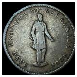 1837 Province of Lower Canada 1 Penny Token NICELY