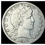 1914 Barber Silver Quarter NEARLY UNCIRCULATED