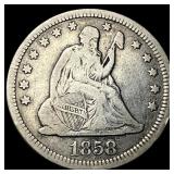 1858 Seated Liberty Quarter LIGHTLY CIRCULATED