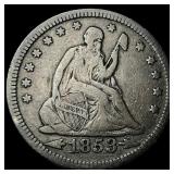 1853 Arrows Seated Liberty Silver Quarter LIGHTLY