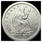 1854 Arrows Seated Liberty Quarter LIGHTLY  CIRCU