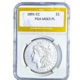 1891-CC Morgan Silver Dollar PGA MS63 PL