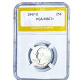 1947-D Washington Silver Quarter PGA MS67+