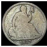 1837 Seated Liberty Half Dime No Stars NICELY  CI