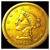 1843-O Gold $2.50 Liberty Head Quarter Eagle  LIG
