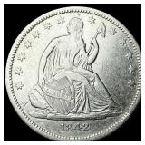 1842 Silver Half Dollar (No Mint Mark) NEARLY UNCI