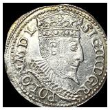 1596 Silver 3 Groschen Poland Sigismund III Vasa U