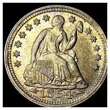 1854 Arrows Seated Liberty Half Dime CHOICE  AU