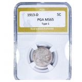 1913-D Buffalo Nickel PGA MS65 Type 1
