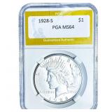 1928-S Silver Peace Dollar PGA MS64