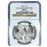 1922 Silver Peace Dollar NGC MS63