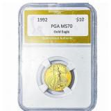 1992 1/4oz $10 Gold Eagle PGA MS70