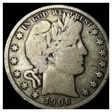 1906-S Silver Half Dollar (Barber) NICELY CIRCULAT