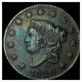 1820 Coronet Head Large Cent NEARLY  UNCIRCULATED