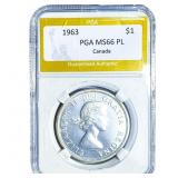1963 Canada Silver Dollar PGA MS66 PL