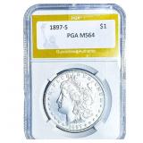 1897-S Morgan Silver Dollar PGA MS64