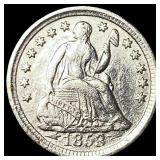 1853 Arrows Seated Liberty Half Dime CLOSELY  UNC