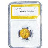 1867 Indian Head Cent PGA MS63+ RD