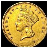 1857 Gold $1 Indian Princess Type 3 CHOICE AU