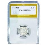 1923 Mercury Silver Dime PGA MS65 FB