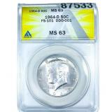 1964-D Kennedy Half Dollar ANACS MS63