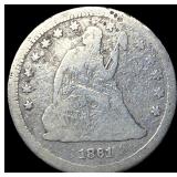 1861-S Silver Seated Liberty Quarter NICELY  CIRC
