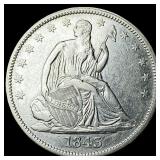 1843 Silver Seated Liberty Half Dollar  CLOSELY U