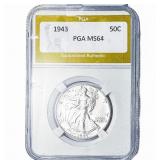 1943 Walking Liberty Half Dollar PGA MS64